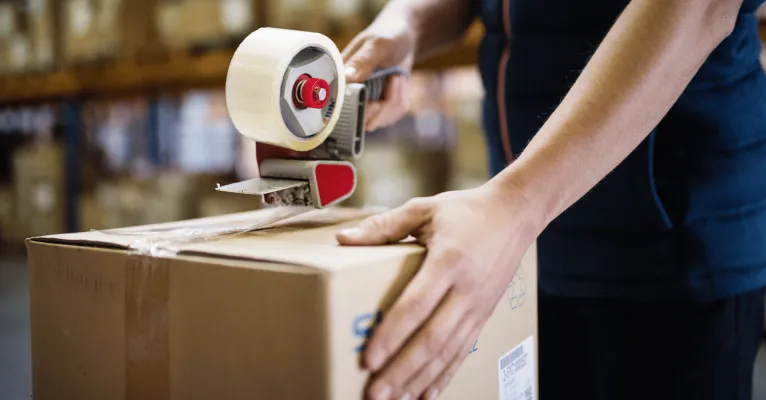 sealing a cardboard box