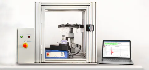 Tip cap removal tester automated system for a custom solution batch testing syringes ISO11040-4 G6