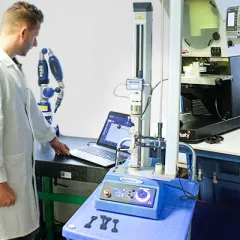 Materials characterisation in the QC lab testing low-force dumbell specimens